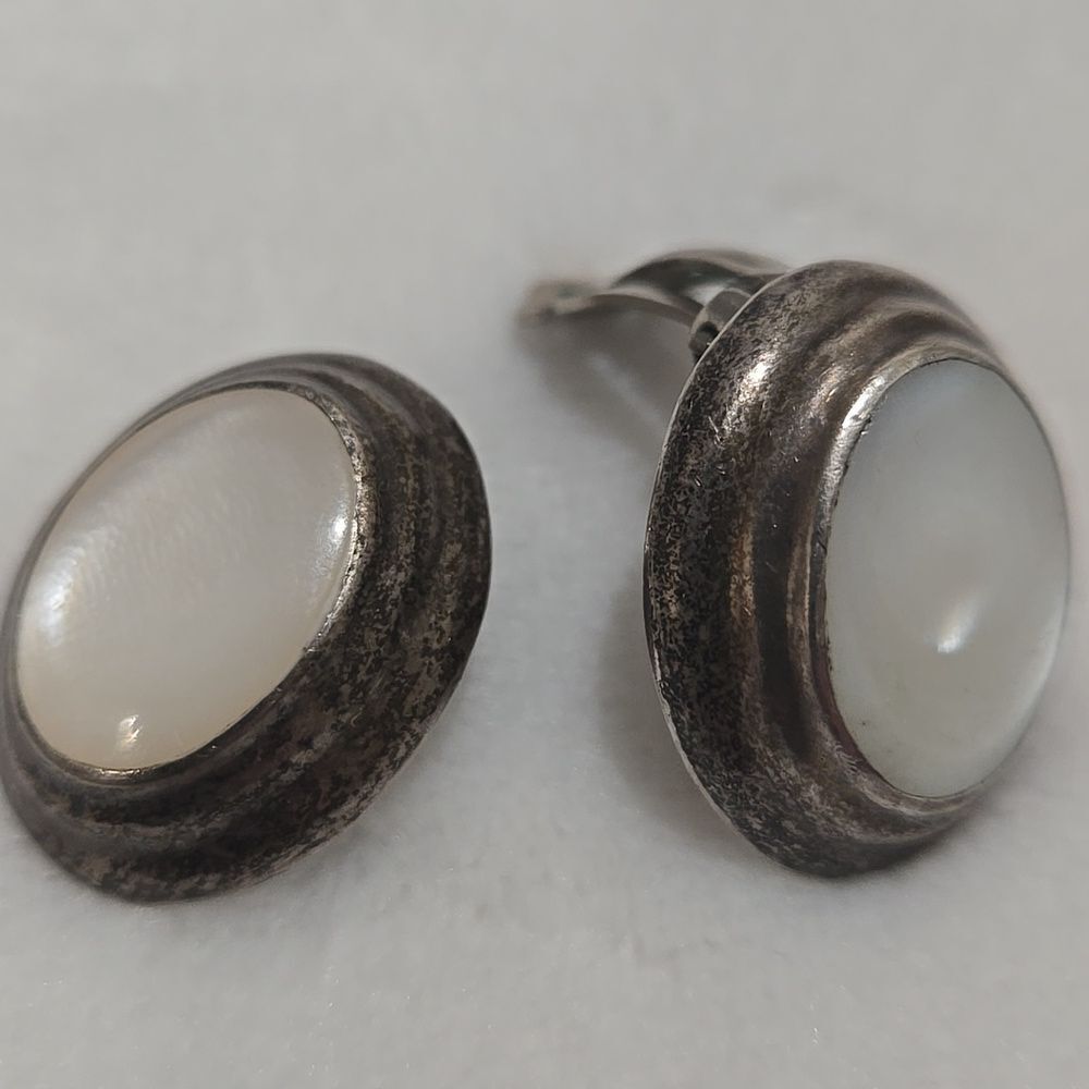 Mexico Handcrafted Sterling Silver and White Moonstone Earrings